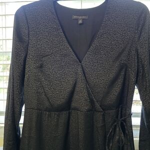 Banana Republic Black Leopard Print Long Sleeve Dress